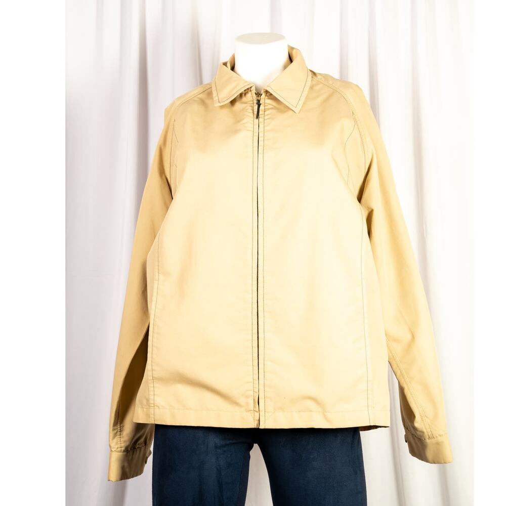 Vintage London Fog Utility Jacket tan with brown faux fur sz 40 R